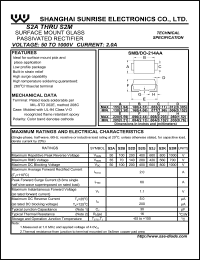 S2G datasheet: Surface mount glass passivated rectifier. Max repetitive peak reverse voltage 400 V. Max average forward rectified current 2.0 A. S2G