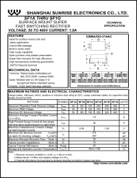 SF1E datasheet: Surface mount super fast switching rectifier. Max repetitive peak reverse voltage 300 V. Max average forward rectified current 1.0 A SF1E