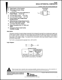 TL331CD datasheet:  SINGLE DIFFERENTIAL COMPARATOR TL331CD