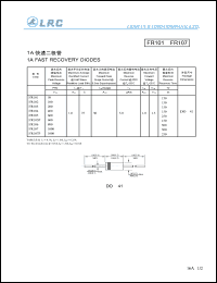 FR107P datasheet: 1000 V, 1 A, fast recovery diode FR107P