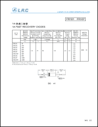 FR107 datasheet: 1000 V, 1 A, fast recovery diode FR107