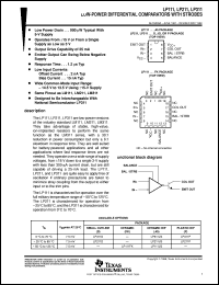 LP311DR datasheet:  SINGLE, LOW-POWER, STROBED DIFFERENTIAL COMPARATOR LP311DR