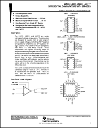 LM311Y datasheet:  SINGLE, STROBED DIFFERENTIAL COMPARATOR LM311Y