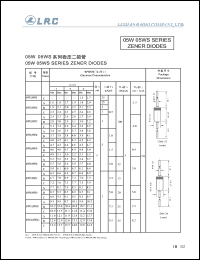 05W1C datasheet: 500 mW, 5 mA,  zener diode 05W1C