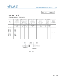 RL157 datasheet: 1000 V, 1.5 A general diode RL157
