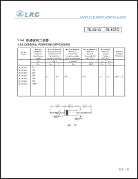 RL154G datasheet: 400 V, 1.5 A general purpose  diode RL154G