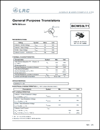 BCW33LT1 datasheet: 20 V, general purpose transistor BCW33LT1