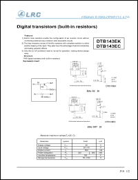 DTB143EC datasheet: 50 V, digital transistor DTB143EC