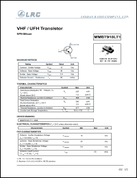 MMBT6918LT1 datasheet: 15 V, VHF/UFH transistor MMBT6918LT1