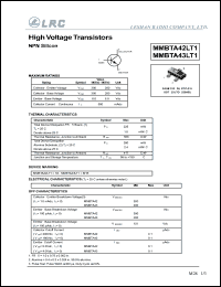 MMBTA42LT1 datasheet: 300 V, high voltage transistor MMBTA42LT1