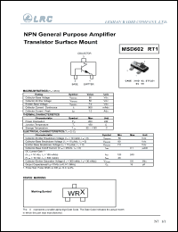 MSD602-RT1 datasheet: 60 V, NPN general purpose amplifier transistor surface mount MSD602-RT1