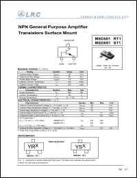 MSD601-RT1 datasheet: 60 V, NPN general purpose amplifier transistor surface mount MSD601-RT1