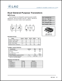 BC847BDW1T1 datasheet: 45 V,  dual general purpose transistor BC847BDW1T1