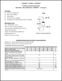 1N4005 datasheet: 600 V, 1 A, plastic silicon rectifier 1N4005