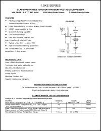 1.5KE6.8 datasheet: 6.8 V, 10 mA, glass passivated junction transient voltage suppressor 1.5KE6.8