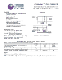 1SMA4742 datasheet: 12 V, 5 A, 1 W, surface mount silicon zener diode 1SMA4742