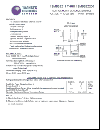 1SMB3EZ17 datasheet: 17 V, 0.5 A, 3 W, surface mount silicon zener diode 1SMB3EZ17