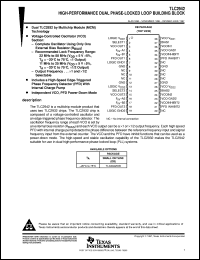 TLC2942IDBLE datasheet:  HIGH-PERFORMANCE DUAL PHASE-LOCKED LOOP BUILDING BLOCK TLC2942IDBLE