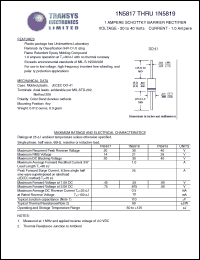 1N5817 datasheet: 20 V, 1 A, schottky barrier rectifier 1N5817