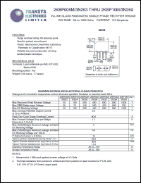 2KBP005M datasheet: 50 V, 2 A, in-line glass passivated single phase rectifier bridge 2KBP005M