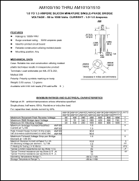 AM156 datasheet: 600 V, 1.5 A, silicon miniature single-phase bridge AM156