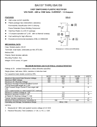 BA158 datasheet: 600 V, 1 A, fast switching plastic rectifier BA158