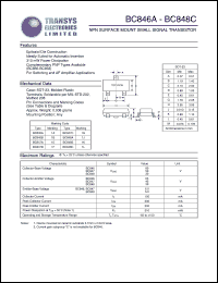 BC847A datasheet: 50 V, NPN surface mount small signal transistor BC847A