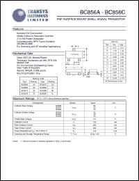 BC858C datasheet: 30 V, PNP surface mount small signal transistor BC858C
