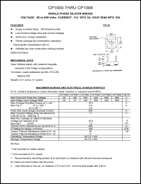 CP1000 datasheet: 50 V, 10 A, single-phase silicon bridge CP1000