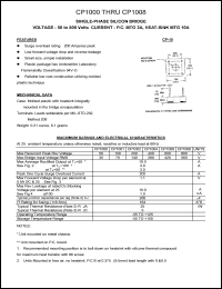 CP1002 datasheet: 200 V, 10 A, single-phase silicon bridge CP1002
