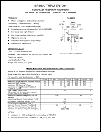 ER1000 datasheet: 50 V, 10 A, superfast recovery rectifier ER1000