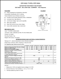 ER1600 datasheet: 50 V, 16 A, superfast recovery rectifier ER1600