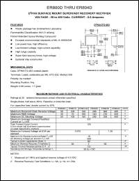 ER800D datasheet: 50 V, 8 A, D2PAK surface mount superfast recovery rectifier ER800D