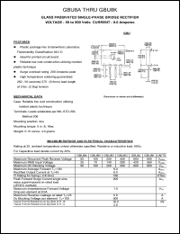 GBU8A datasheet: 50 V, 8 A, glass passivated single phase bridge rectifier GBU8A