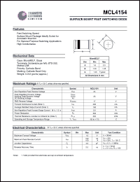 MCL4154 datasheet: 35 V, surface mount fast switching diode MCL4154