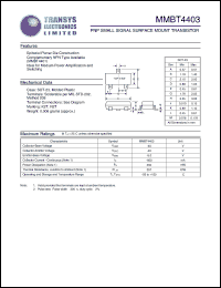 MMBT4403 datasheet: 40 V, PNP small signal surface mount transistor MMBT4403