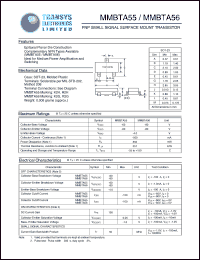 MMBTA55 datasheet: 60 V, PNP small signal surface mount  transistor MMBTA55
