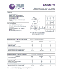 MMDT2227 datasheet: 75 V, PNP small signal surface mount  transistor MMDT2227