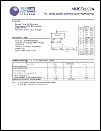 MMST2222A datasheet: 75 V,  NPN small signal surface mount  transistor MMST2222A