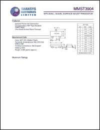 MMST3904 datasheet: NPN small signal surface mount  transistor MMST3904