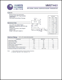 MMST4401 datasheet: 60 V, NPN small signal surface mount  transistor MMST4401