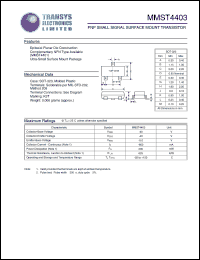 MMST4403 datasheet: 40 V, PNP small signal surface mount  transistor MMST4403