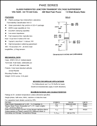 P4KE6.8 datasheet: 6.8 V, 10 mA, glass passivated junction transient voltage suppressor P4KE6.8