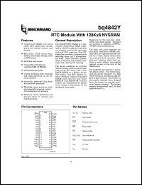 BQ4842YMA-85 datasheet:  RTC MODULE WITH 128KX8 NVSRAM, WATCHDOG TIMER, UP RESET, INTERRUPTS AND BATTERY LOW WARNING BQ4842YMA-85