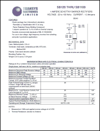 SB160 datasheet: 60 V, 1 A, schottky barrier rectifier SB160