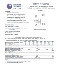 SB380 datasheet: 80 V, 3 A, schottky barrier rectifier SB380