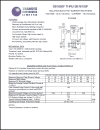 SB1680F datasheet: 80 V, 16 A, isolation schottky barrier rectifier SB1680F