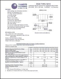 SK23 datasheet: 30 V, 2 A, surface mount schottky barrier rectifier SK23