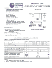 SK310 datasheet: 100 V, 3 A, surface mount schottky barrier rectifier SK310