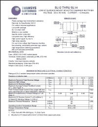 SL14 datasheet: 40 V, 1 A, low VF surface mount schottky barrier rectifier SL14